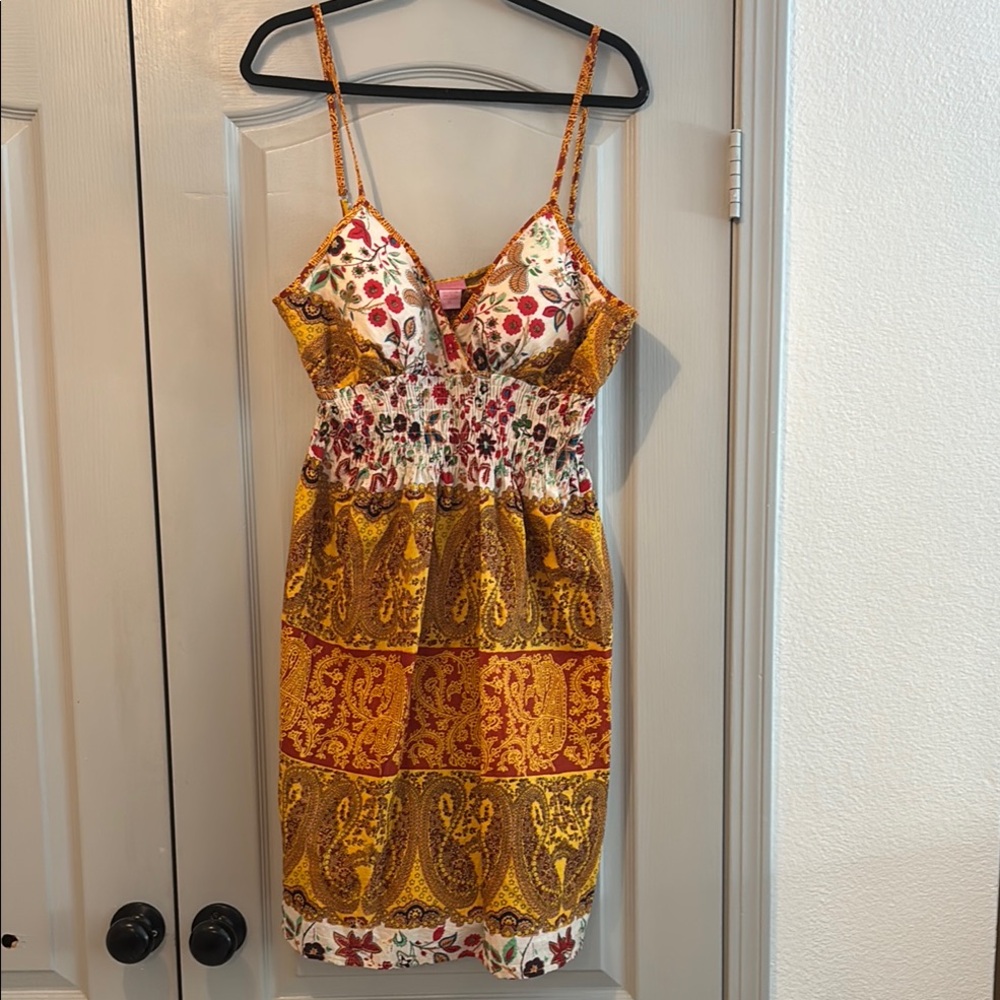 She's Cool Orange Yellow Mini Sundress Spaghetti Strap in XL